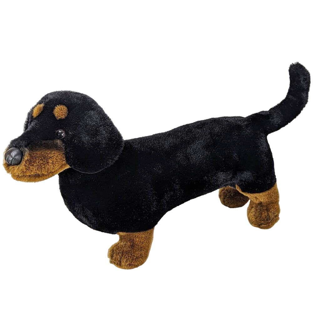 Aurora World Vintage Dachshund Realistic Large Plush Black Brown Weiner Toy 20"
